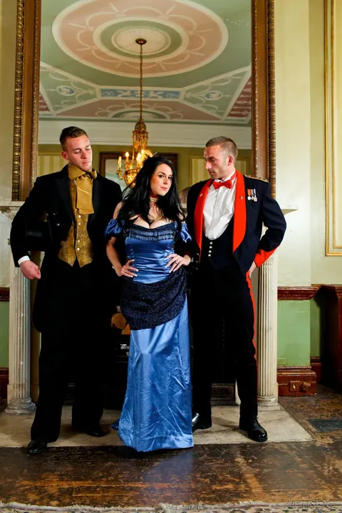 Louise Jenson: British Brunette in Costume Has Threesome Sex – photo 12 of 15