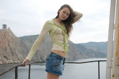 Sonia A: Tall Ukrainian Brunette Strips Out of Her Skirt Outdoors – photo 2 of 21