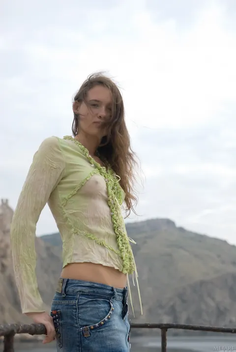 Sonia A: Tall Ukrainian Brunette Strips Out of Her Skirt Outdoors – photo 1 of 21