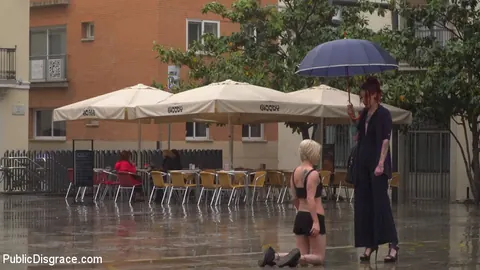 Nora Barcelona: Blonde Latina in Shorts Gets Bound and Eaten Out in Public – photo 2 of 15