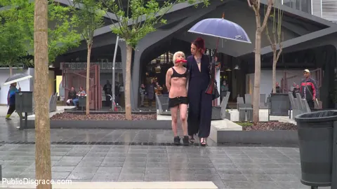 Nora Barcelona: Blonde Latina in Shorts Gets Bound and Eaten Out in Public – photo 12 of 15