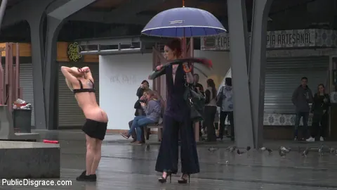 Nora Barcelona: Blonde Latina in Shorts Gets Bound and Eaten Out in Public – photo 11 of 15