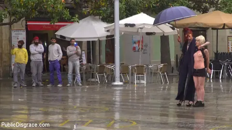 Nora Barcelona: Blonde Latina in Shorts Gets Bound and Eaten Out in Public – photo 3 of 15