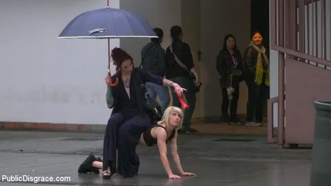 Nora Barcelona: Blonde Latina in Shorts Gets Bound and Eaten Out in Public – photo 8 of 15