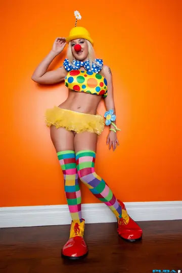 Blonde with Big Tits Uses a Dildo in Costume