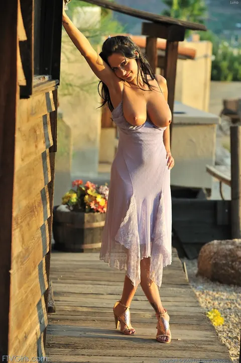 Ava Addams: French Brunette MILF Flashes Her Big Tits Outdoors – photo 7 of 20
