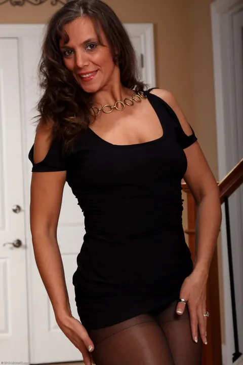 Thick Brunette MILF Strips and Fingers Her Pussy – photo 6 of 21