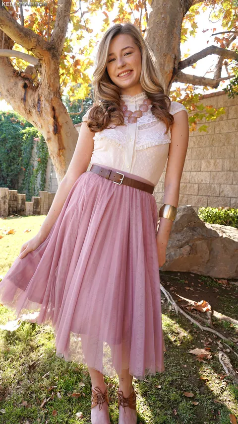 Carolina Sweets: Petite Blonde Poses in Lingerie and Skirt Outdoors – photo 3 of 16