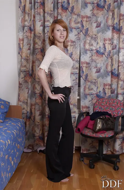 Redhead with Big Tits Peels Off Her Lingerie and Spreads Her Legs – photo 2 of 16