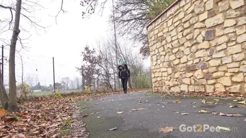 Naomi Bennet – European Brunette Spreads Her Legs on an Autumn Day Outdoors