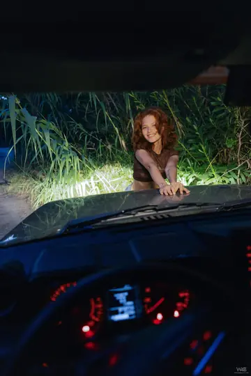 Latina Redhead Lifts Her Shorts and Spreads Her Trimmed Pussy Outdoors