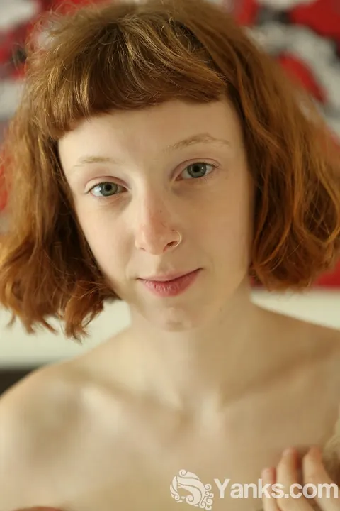 Slim Redhead Pulls Panties Aside to Show Her Hairy Pussy – photo 3 of 16