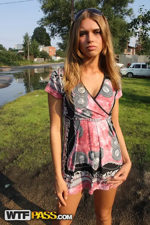 Natalia Gee: Petite Brunette in a Skirt Takes Interracial Anal DP Outdoors – photo 5 of 16