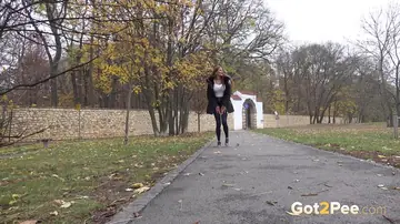 Maddi Black – European Brunette with Enhanced Tits and Tattoo Spreads Outdoors