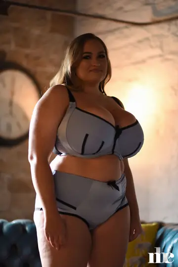 Blonde BBW Shows Her Big Tits in Lingerie Outdoors