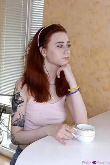 Petite Redhead in Stockings Gets Eaten Out Then Rides Her Partner's Cock