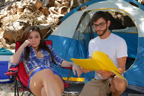 Jojo Kiss & Karlee Grey: Busty Brunettes Kiss and Spread Outdoors in Shorts – photo 5 of 20