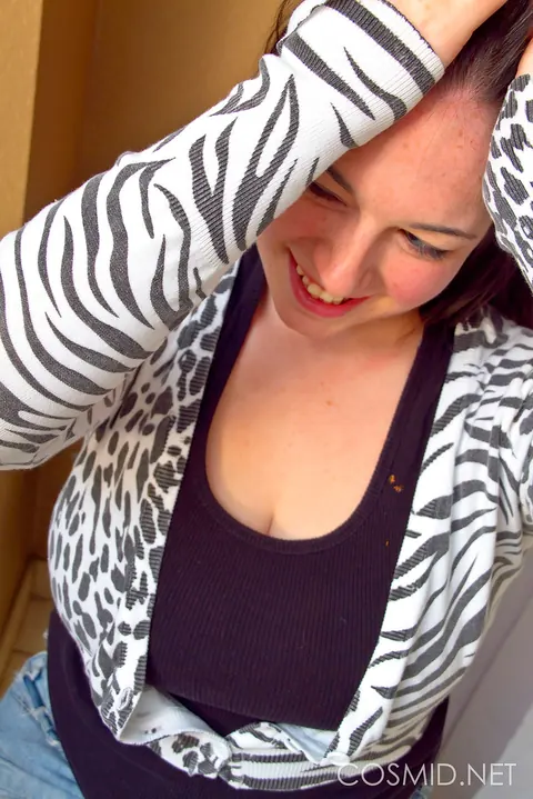 BBW with Big Tits Strips Out of Her Jeans in the Bathroom – photo 4 of 16