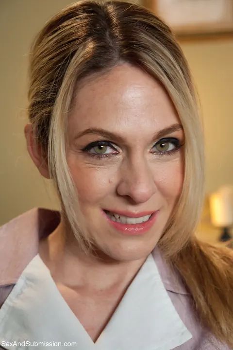 Angela Attison: Blonde MILF with Enhanced Tits Bound in Stockings Spreads in the Hotel – photo 2 of 20