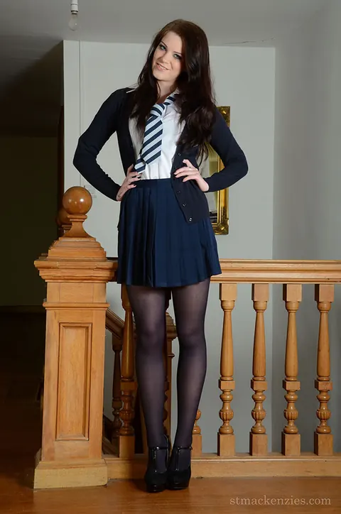 Tall Brunette Peels Off Her Uniform and Lingerie – photo 1 of 15