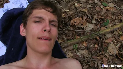 Brunette Twink Sucks Cock and Takes a Facial – photo 19 of 21
