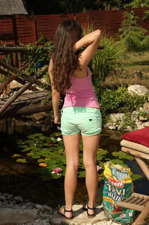 Anita B: Petite Hungarian Brunette Uses a Dildo Outdoors – photo 1 of 21
