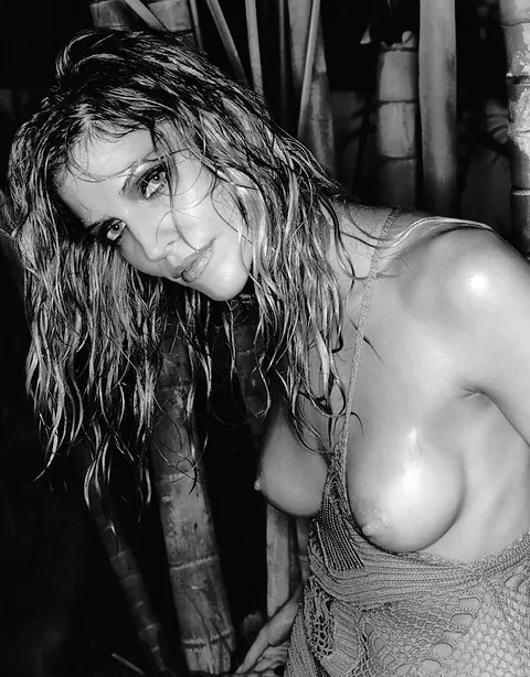 Tricia Helfer: Tall Curly Blonde in Glasses Poses Nude by the Pool – photo 12 of 16