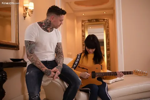 Sasha Colibri: Tattooed Brunette MILF Takes Anal and Rides Her Guitar Teacher – photo 1 of 18