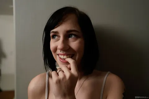 Remi Jones: Petite Brunette Sucks Cock and Jerks Him Off in Shorts – photo 10 of 21