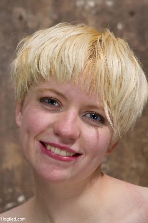 Alani Pi: Pale Short-Haired Blonde Bound in Ropes and Spreads Her Pussy – photo 21 of 21