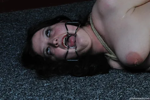 Busty BBW Brunette in Stockings Tied Up and Spread Wide – photo 11 of 12