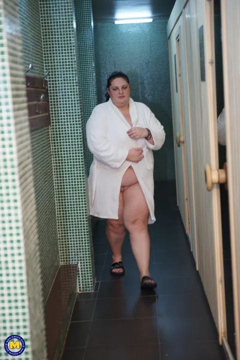 European MILFs Kiss and Undress in the Sauna – photo 9 of 21