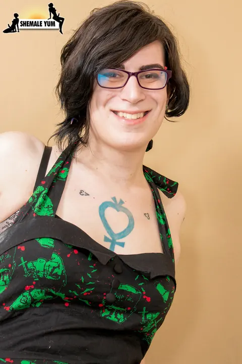 Trans Woman Hooks Thumbs in Panties and Pulls Them Down – photo 2 of 16
