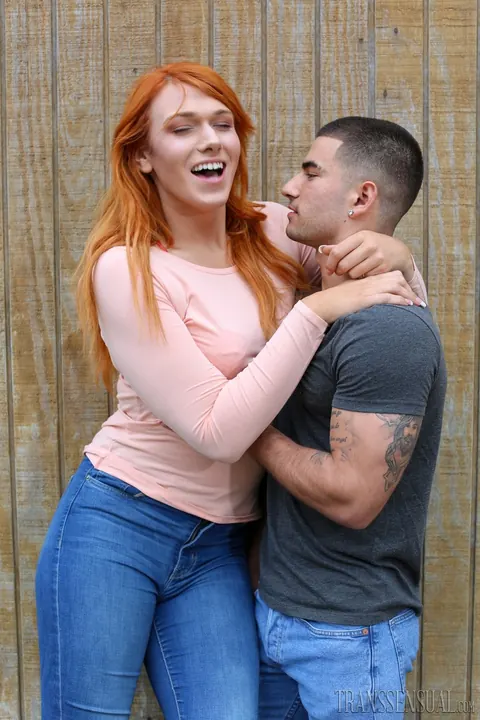 Redhead Trans Woman Unbuttons Her Jeans and Poses Nude – photo 9 of 15