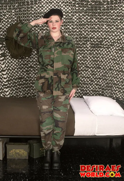 Desirae: Curvy Brunette MILF Strips Off Her Uniform to Show Her Big Natural Tits – photo 1 of 16