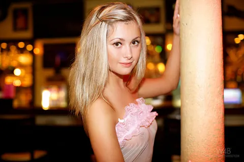 Winter Peach: Czech Blonde with Big Natural Tits Flashes and Strips at Strip Club Pool – photo 16 of 16