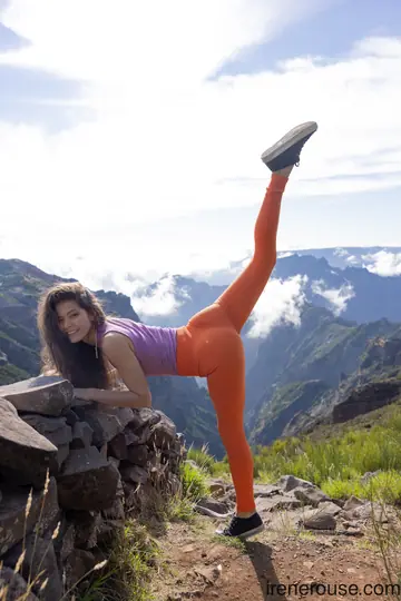 Colombian Brunette in Yoga Pants Spreads Outdoors