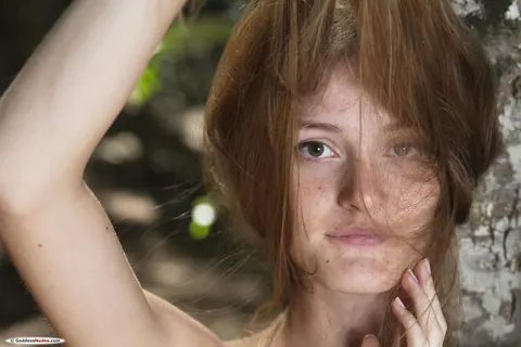 Slim Redhead Bares Her Body and Spreads in the Forest – photo 19 of 20