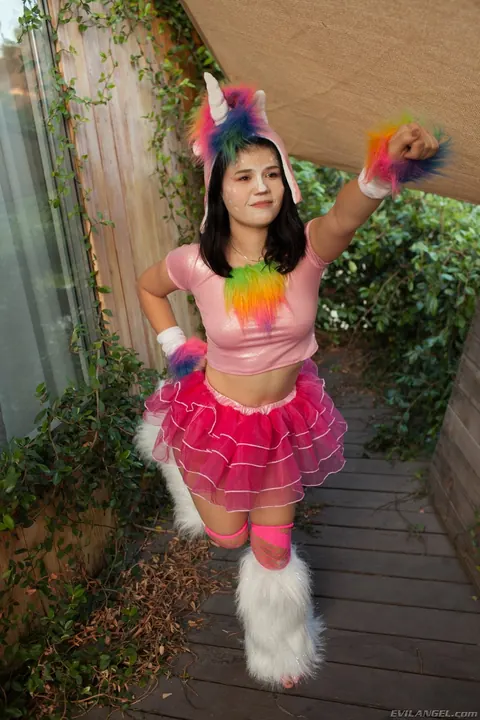 Yhivi: Slim Brunette in Cosplay Skirt Shows Her Natural Tits and Ass – photo 4 of 12