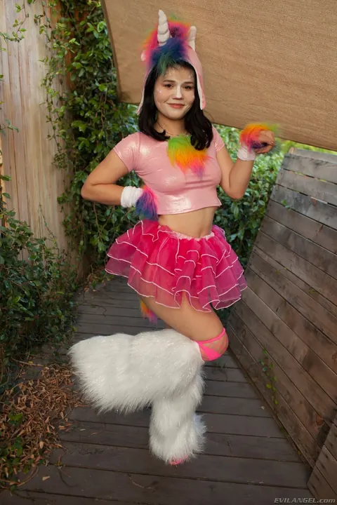 Yhivi: Slim Brunette in Cosplay Skirt Shows Her Natural Tits and Ass – photo 3 of 12