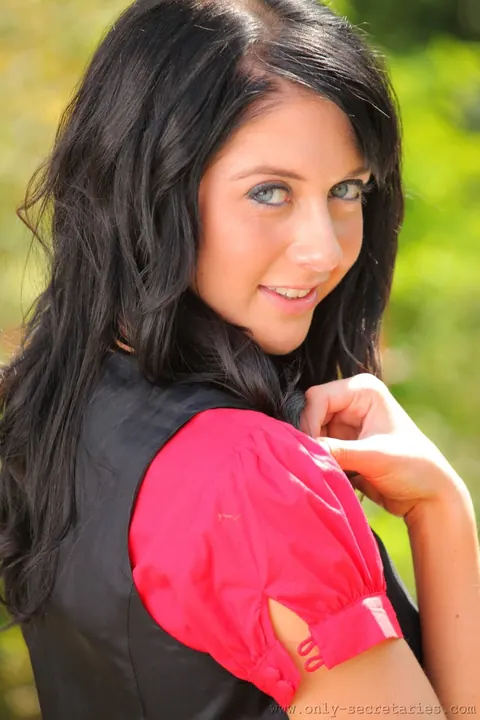 Natalie T: Busty Brunette Sheds Her Secretary Uniform for Lingerie and Stockings Outdoors – photo 2 of 21