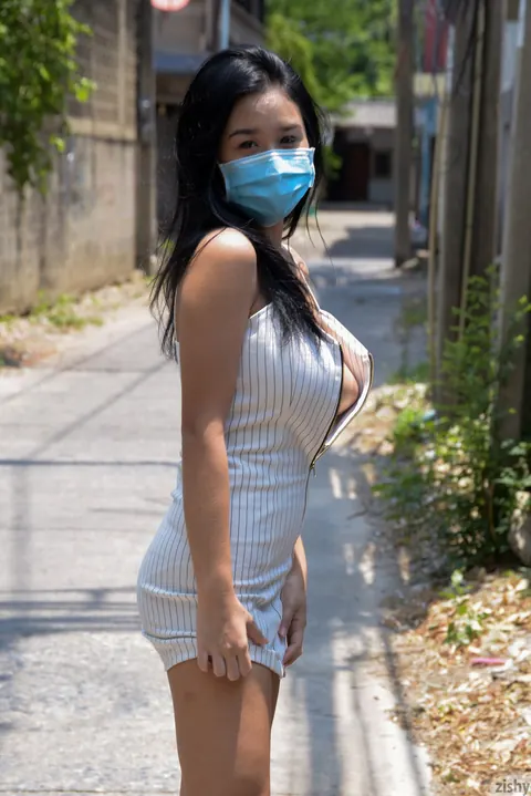 Kahlisa Boonyasak: Busty Thai Brunette Flashes Panties and Spreads Her Hairy Pussy Outdoors – photo 3 of 12
