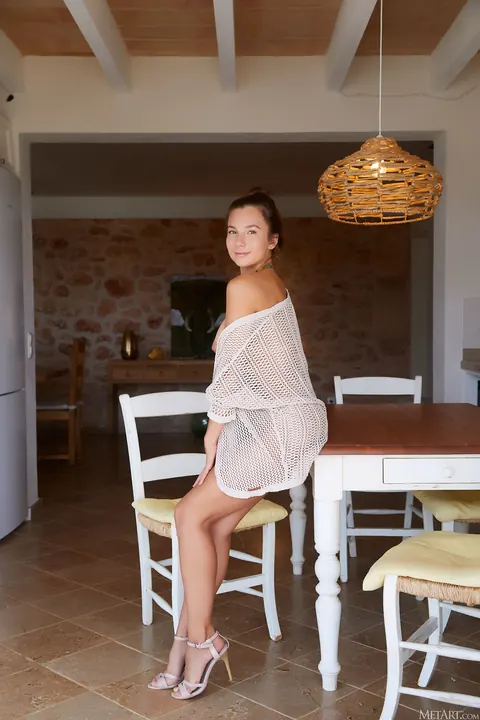 Ukrainian Brunette Stands Nude and Shows Her Body – photo 1 of 21