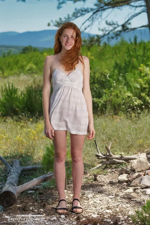Foxy Lee: European Redhead Masturbates by the Fire Pit – photo 6 of 20