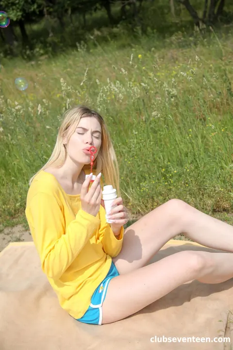 Milena Devi: Tall Russian Blonde Fingers Her Pussy Outdoors – photo 2 of 20