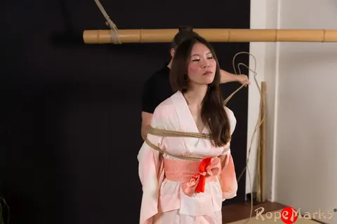 Asian Brunette Bound in Rope Wearing Panties – photo 11 of 16