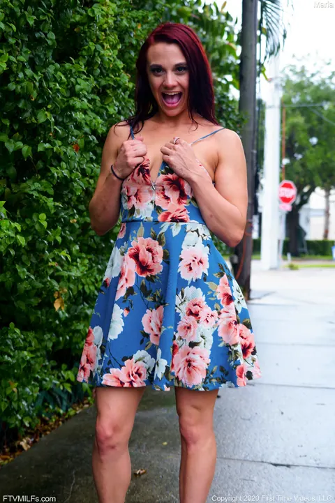 Petite MILF Strips Out of Her Skirt Outdoors and Spreads – photo 9 of 21