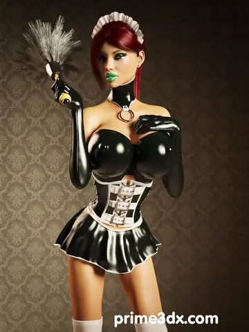 Busty Redhead in Latex Pulls Material Aside and Spreads