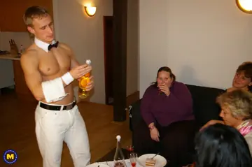 European Brunette Gets Group-Fucked on a Sofa in the Bathroom