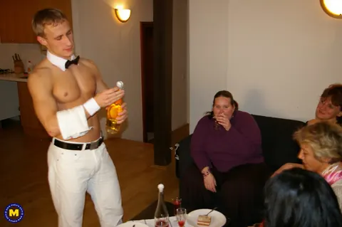 Marietta: European Brunette Gets Group-Fucked on a Sofa in the Bathroom – photo 1 of 20